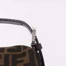 FENDI Zucca Canvas Mamma Baguette Shoulder Bag Black Brown Auth 190109SAV-19