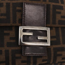 FENDI Zucca Canvas Mamma Baguette Shoulder Bag Black Brown Auth 190109SAV-20