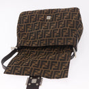 FENDI Zucca Canvas Mamma Baguette Shoulder Bag Black Brown Auth 190109SAV-21