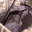 FENDI Zucca Canvas Mamma Baguette Shoulder Bag Black Brown Auth 190109SAV-24