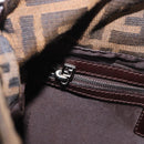 FENDI Zucca Canvas Mamma Baguette Shoulder Bag Black Brown Auth 190109SAV-25