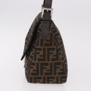 FENDI Zucca Canvas Mamma Baguette Shoulder Bag Black Brown Auth 190109SAV-3