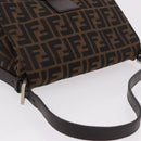 FENDI Zucca Canvas Mamma Baguette Shoulder Bag Black Brown Auth 190109SAV-6