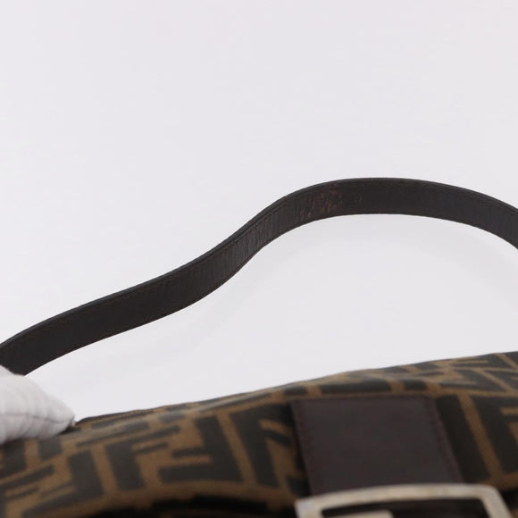 FENDI Zucca Canvas Mamma Baguette Shoulder Bag Black Brown Auth 190109SAV