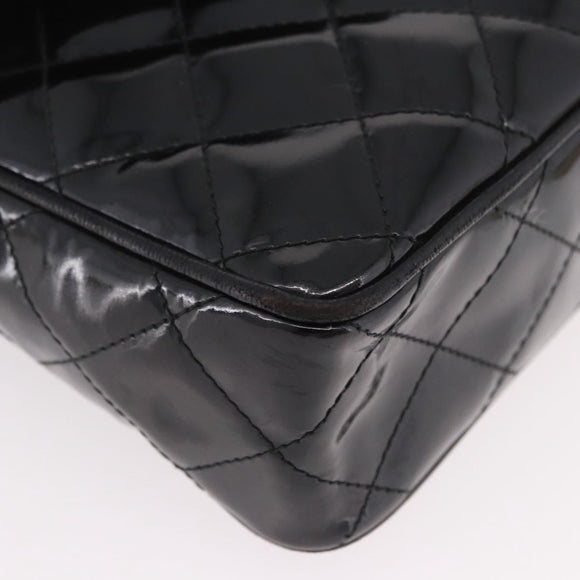 CHANEL Matelasse Chain Shoulder Bag Patent leather Black Gold CC Auth 190111A