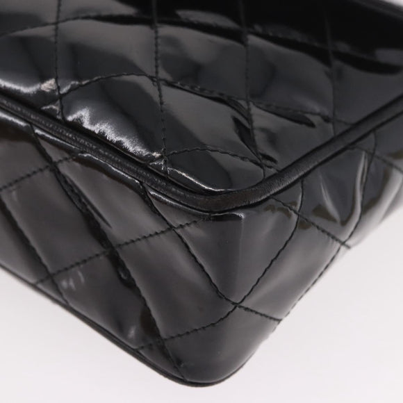 CHANEL Matelasse Chain Shoulder Bag Patent leather Black Gold CC Auth 190111A