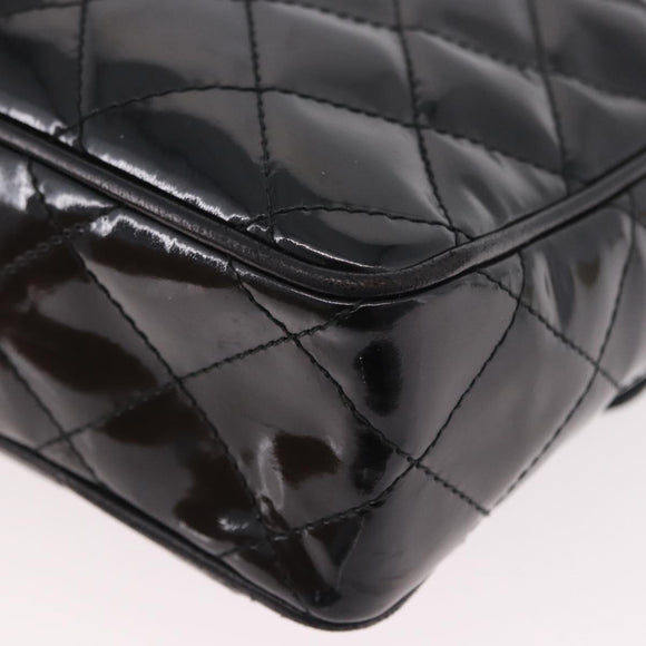 CHANEL Matelasse Chain Shoulder Bag Patent leather Black Gold CC Auth 190111A
