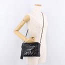 CHANEL Matelasse Chain Shoulder Bag Patent leather Black Gold CC Auth 190111A-23