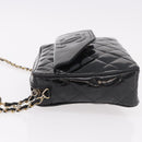 CHANEL Matelasse Chain Shoulder Bag Patent leather Black Gold CC Auth 190111A-4