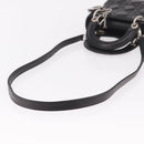 Christian Dior Cannage Mini Hand Bag Lamb Skin 2way Black Silver Auth 190113A-9
