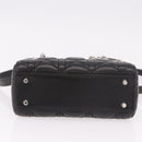 Christian Dior Cannage Mini Hand Bag Lamb Skin 2way Black Silver Auth 190113A-5