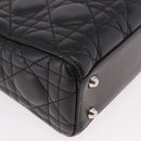 Christian Dior Cannage Mini Hand Bag Lamb Skin 2way Black Silver Auth 190113A-10