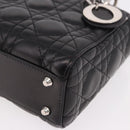 Christian Dior Cannage Mini Hand Bag Lamb Skin 2way Black Silver Auth 190113A-16