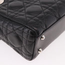Christian Dior Cannage Mini Hand Bag Lamb Skin 2way Black Silver Auth 190113A-17