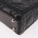 Christian Dior Cannage Mini Hand Bag Lamb Skin 2way Black Silver Auth 190113A-18
