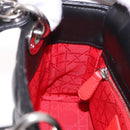 Christian Dior Cannage Mini Hand Bag Lamb Skin 2way Black Silver Auth 190113A-23