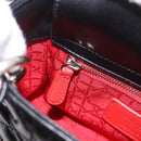 Christian Dior Cannage Mini Hand Bag Lamb Skin 2way Black Silver Auth 190113A-24