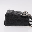 Christian Dior Cannage Mini Hand Bag Lamb Skin 2way Black Silver Auth 190113A-3
