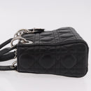 Christian Dior Cannage Mini Hand Bag Lamb Skin 2way Black Silver Auth 190113A-4