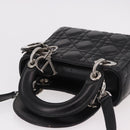 Christian Dior Cannage Mini Hand Bag Lamb Skin 2way Black Silver Auth 190113A-6