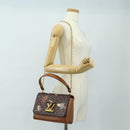 LOUIS VUITTON Catgram Sac Twist MM Shoulder Bag Marron M44408 LV Auth 190114SAM-35