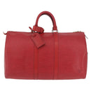 LOUIS VUITTON Epi Keepall 50 Boston Bag Red M42967 LV Auth 190116A-2