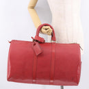 LOUIS VUITTON Epi Keepall 50 Boston Bag Red M42967 LV Auth 190116A-27