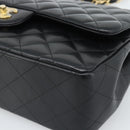 CHANEL Matelasse 30 Chain Shoulder Bag Lamb Skin Gold Black CC Auth 190118SAM-8