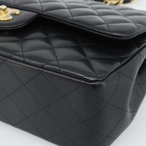 CHANEL Matelasse 30 Chain Shoulder Bag Lamb Skin Gold Black CC Auth 190118SAM
