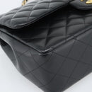 CHANEL Matelasse 30 Chain Shoulder Bag Lamb Skin Gold Black CC Auth 190118SAM-15