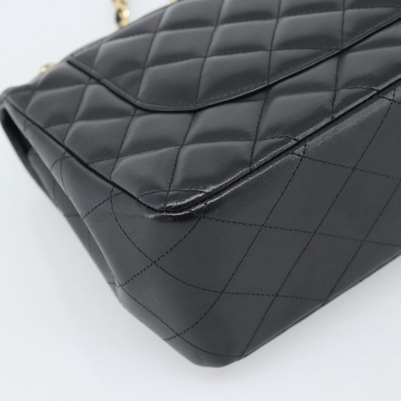 CHANEL Matelasse 30 Chain Shoulder Bag Lamb Skin Gold Black CC Auth 190118SAM