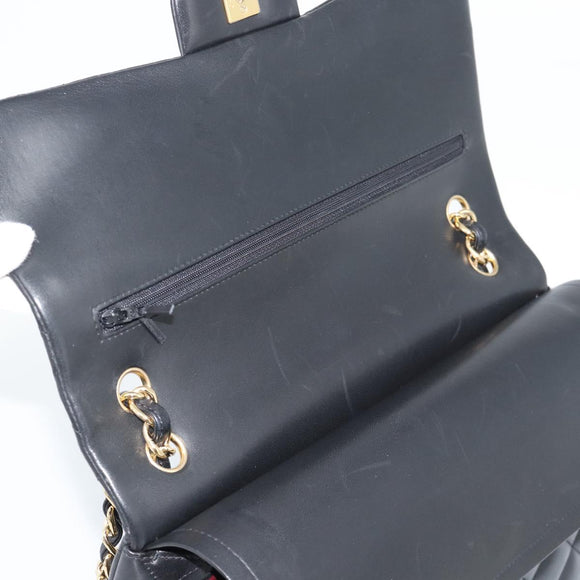 CHANEL Matelasse 30 Chain Shoulder Bag Lamb Skin Gold Black CC Auth 190118SAM