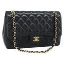 CHANEL Matelasse 30 Chain Shoulder Bag Lamb Skin Gold Black CC Auth 190118SAM-1