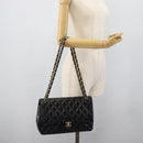 CHANEL Matelasse 30 Chain Shoulder Bag Lamb Skin Gold Black CC Auth 190118SAM-27