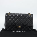 CHANEL Matelasse 30 Chain Shoulder Bag Lamb Skin Gold Black CC Auth 190118SAM-12