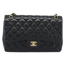 CHANEL Matelasse 30 Chain Shoulder Bag Lamb Skin Gold Black CC Auth 190118SAM-13