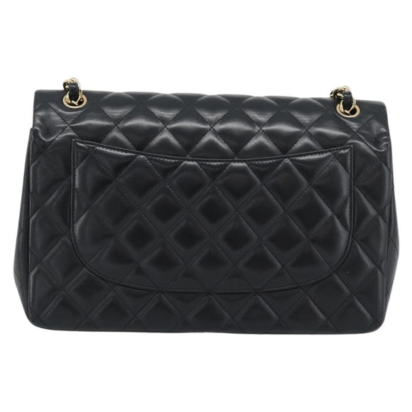 CHANEL Matelasse 30 Chain Shoulder Bag Lamb Skin Gold Black CC Auth 190118SAM