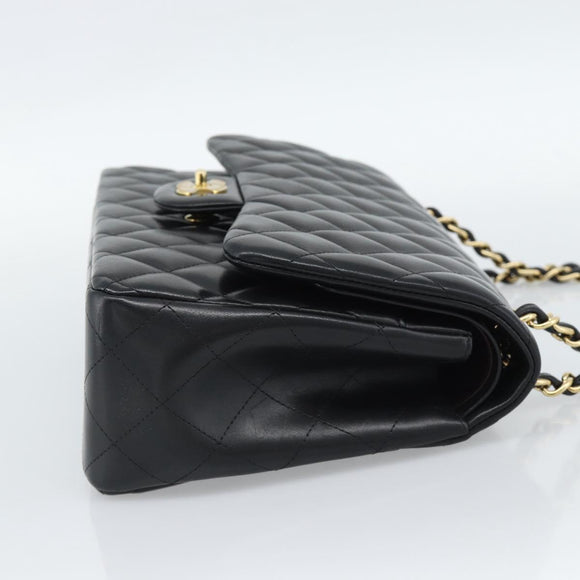 CHANEL Matelasse 30 Chain Shoulder Bag Lamb Skin Gold Black CC Auth 190118SAM