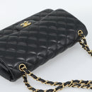 CHANEL Matelasse 30 Chain Shoulder Bag Lamb Skin Gold Black CC Auth 190118SAM-6