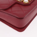 CHANEL Matelasse Chain Shoulder Bag Lamb Skin Red Gold CC Auth 190119SAM-16