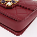 CHANEL Matelasse Chain Shoulder Bag Lamb Skin Red Gold CC Auth 190119SAM-17