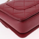 CHANEL Matelasse Chain Shoulder Bag Lamb Skin Red Gold CC Auth 190119SAM-18
