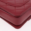 CHANEL Matelasse Chain Shoulder Bag Lamb Skin Red Gold CC Auth 190119SAM-19