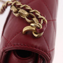CHANEL Matelasse Chain Shoulder Bag Lamb Skin Red Gold CC Auth 190119SAM-9