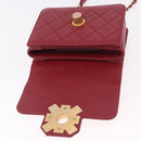 CHANEL Matelasse Chain Shoulder Bag Lamb Skin Red Gold CC Auth 190119SAM-21