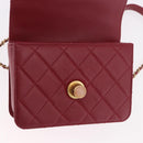 CHANEL Matelasse Chain Shoulder Bag Lamb Skin Red Gold CC Auth 190119SAM-23