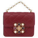 CHANEL Matelasse Chain Shoulder Bag Lamb Skin Red Gold CC Auth 190119SAM-13