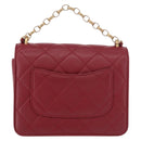 CHANEL Matelasse Chain Shoulder Bag Lamb Skin Red Gold CC Auth 190119SAM-2