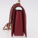 CHANEL Matelasse Chain Shoulder Bag Lamb Skin Red Gold CC Auth 190119SAM-3
