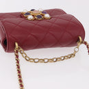CHANEL Matelasse Chain Shoulder Bag Lamb Skin Red Gold CC Auth 190119SAM-6